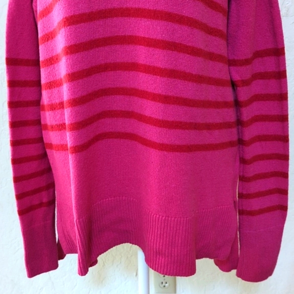 GAP Pink Stripe Crewneck Pullover Tunic Wool Sweater Size Medium - Picture 7 of 11